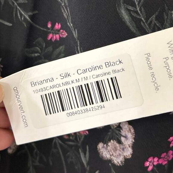 AMOUR VERT NWT Briana Washable Silk Bias Cut Slip Dress Black Floral Size Med - Picture 14 of 16